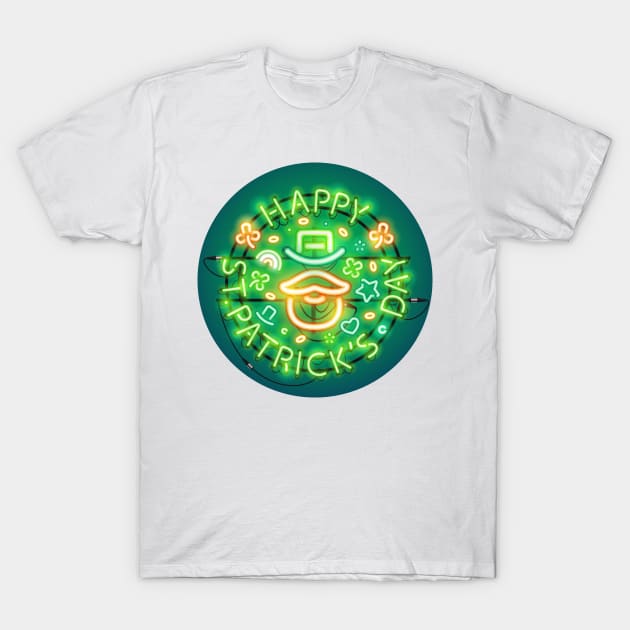 Irish St Patricks Day Neon Sign T-Shirt by Voysla